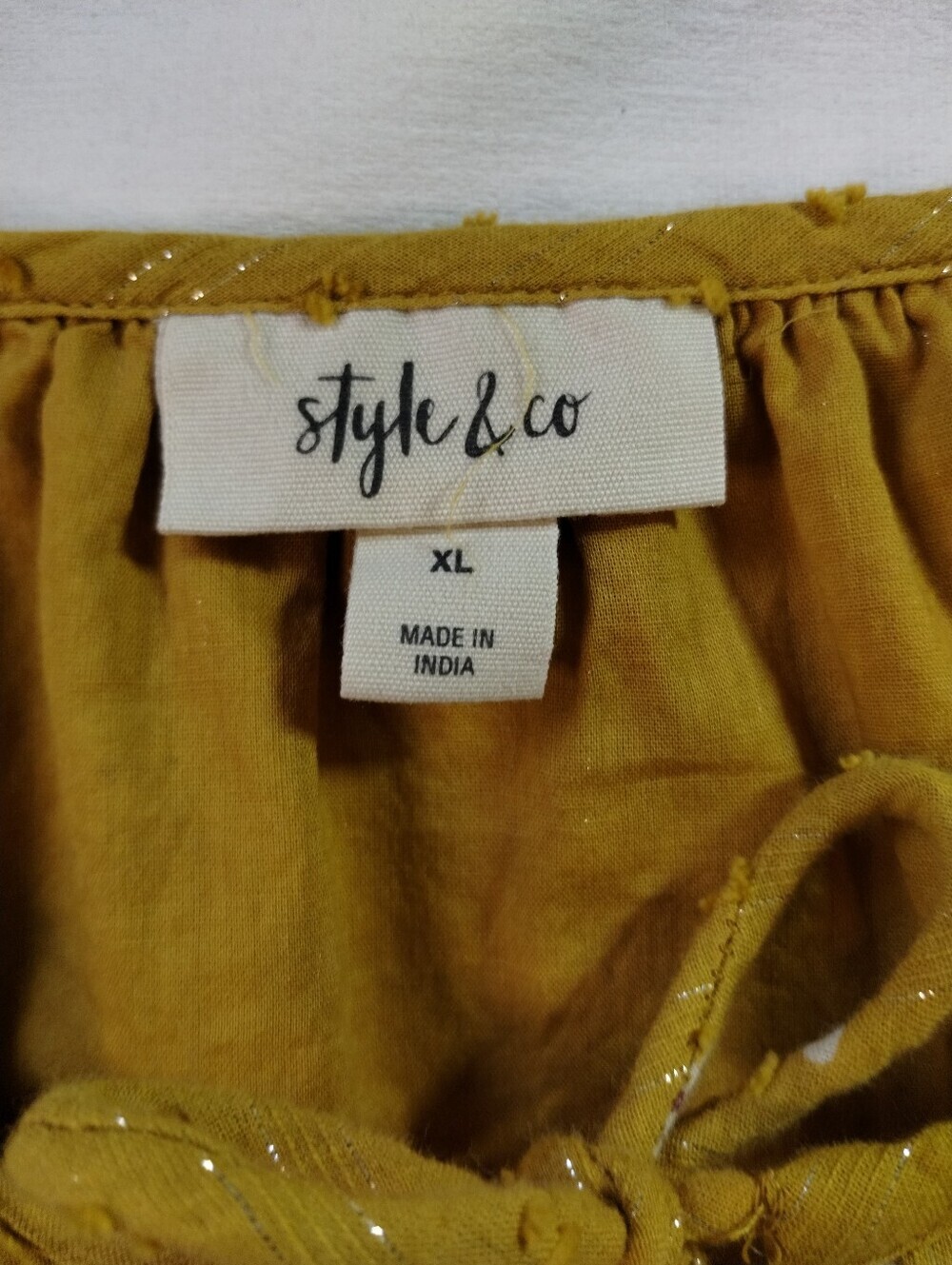 Style & Co. Mustard Floral Peasant Tunic with Tassel Tie - Picture 9 of 10